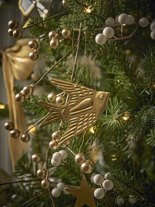 Set of Three Festive Brass Hanging Decorations