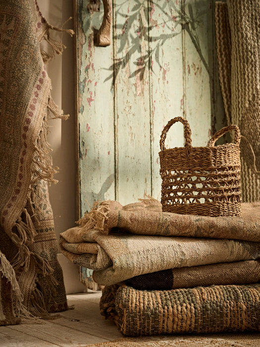 Chequered Jute Rug - Green