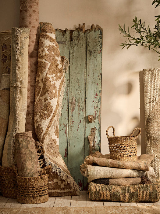 Chequered Jute Rug - Green