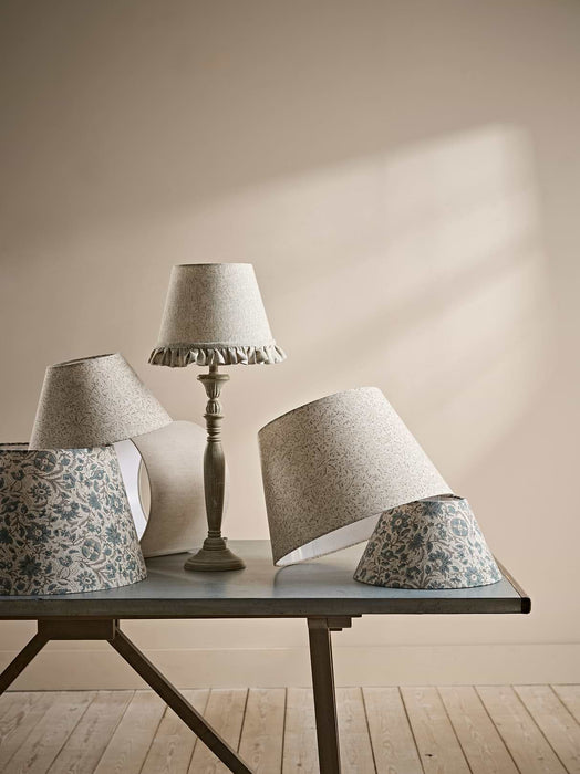 Indira Hand Block Printed Ruffle Lampshade - Dusky Sage
