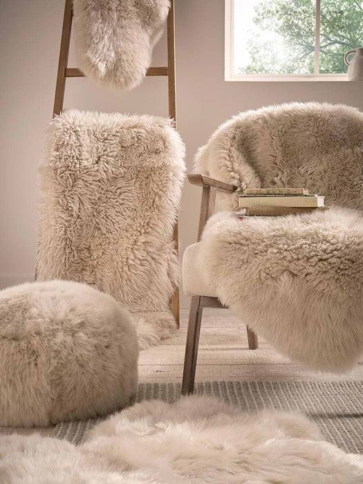 Sumptuous Sheepskin Perch Footstool - Natural