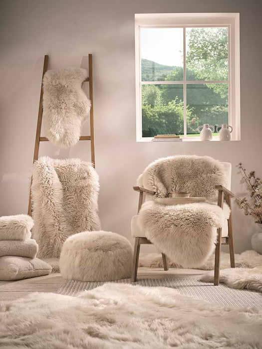 Sumptuous Sheepskin Perch Footstool - Natural