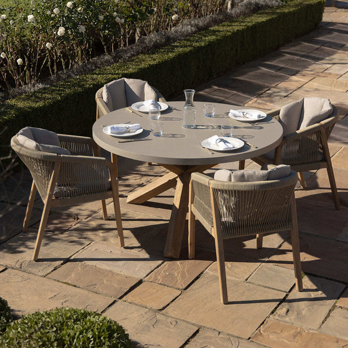 Martinique Rope Weave 4 Seat Round Dining Set