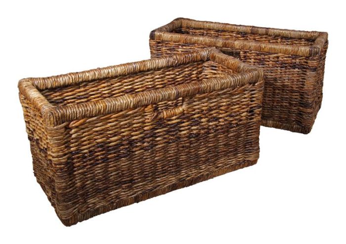 Acre & Artisan Set Of 2 Bookcase Rattan Baskets