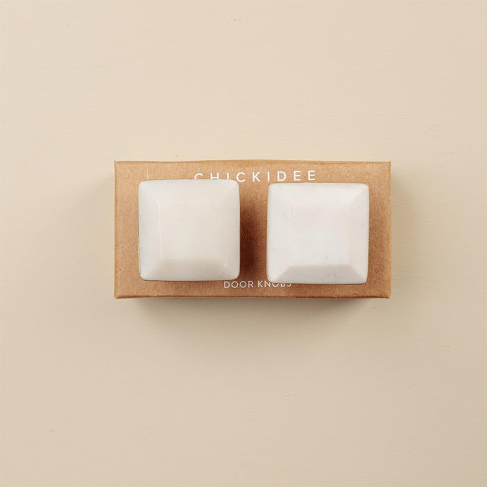 Priya White Stone Rectangle Drawer Knobs