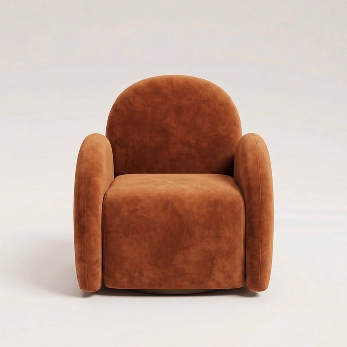 Rust Orange Velvet Easy Swivel Chair - In Stock