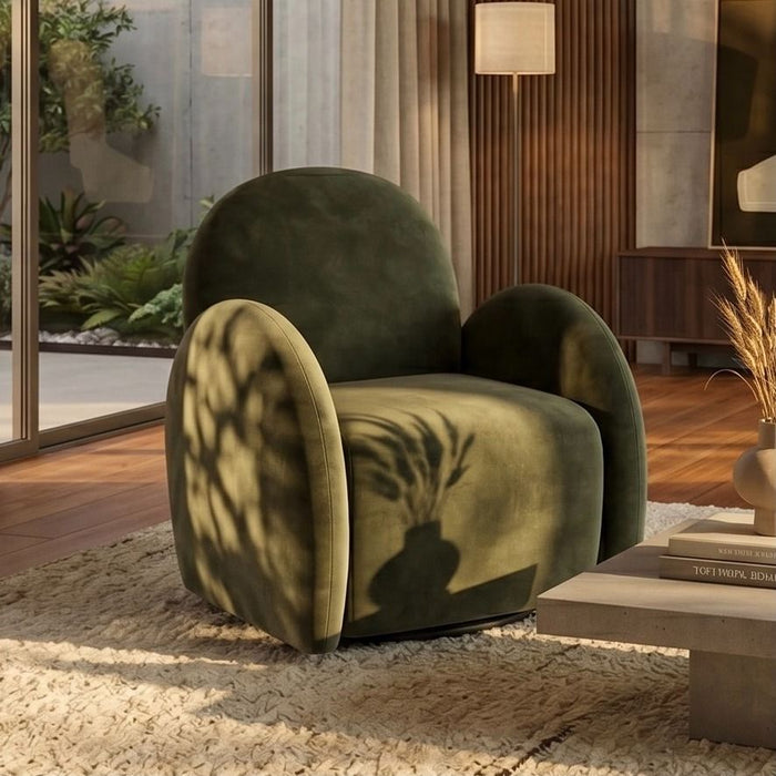 Green Velvet Easy Swivel Chair - In stock