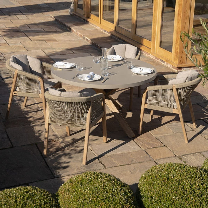 Martinique Rope Weave 4 Seat Round Dining Set