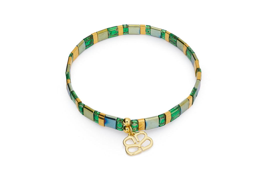 Basil Green Tila Bead Bracelet