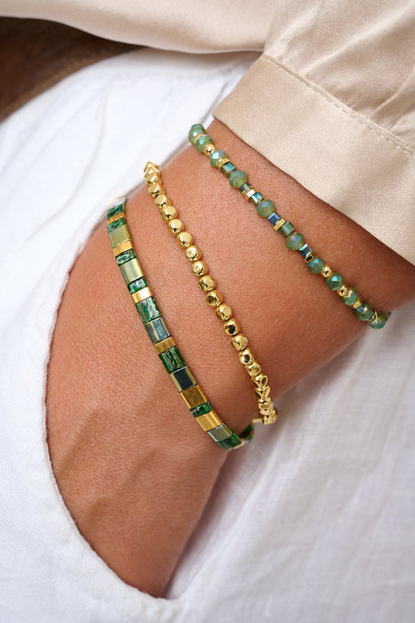 Basil Green Tila Bead Bracelet