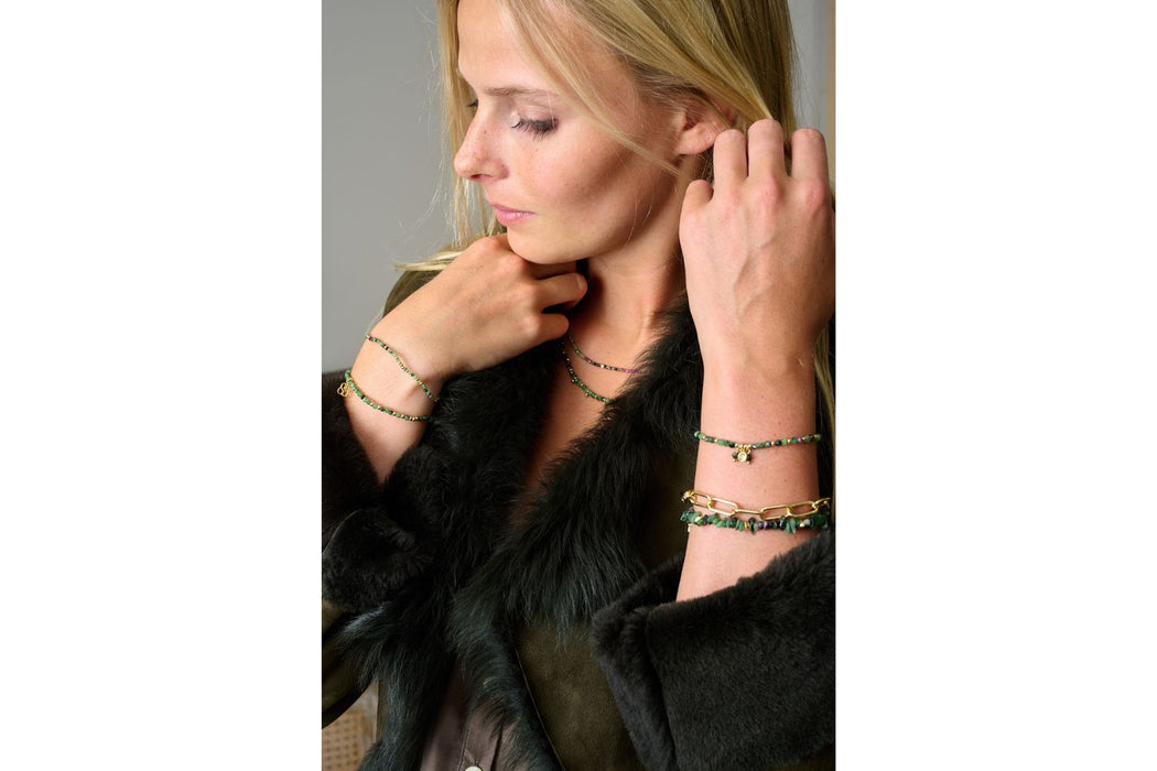 Basilia Gold & Ruby Zoisite Gemstone Charm Bracelet