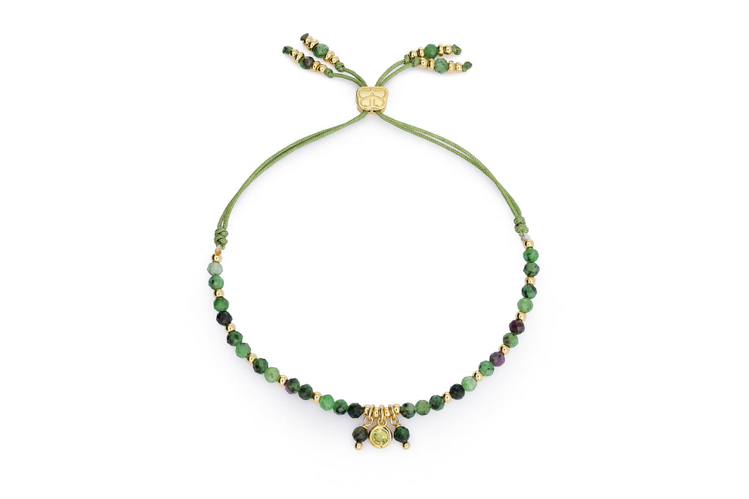 Basilia Gold & Ruby Zoisite Gemstone Charm Bracelet