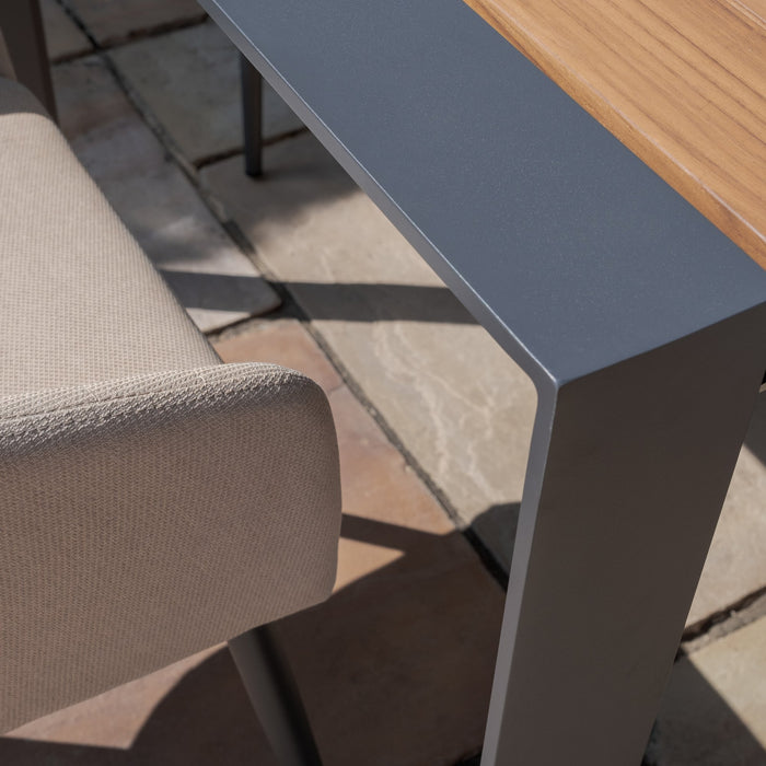 Jakarta Teak Extending 6 - 10 Seat Rectangular Dining Table with 10 Ambition Oatmeal Dining Chairs
