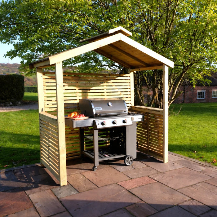 The Grill & Chill BBQ Hut Spacious Apex Roof Garden Cooking Shelter