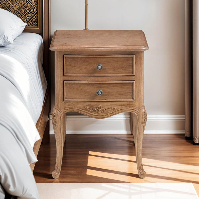 Villeneuve Oak French Bedside Table