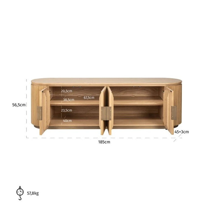 Belfort Natural Oak 4 Door TV Cabinet