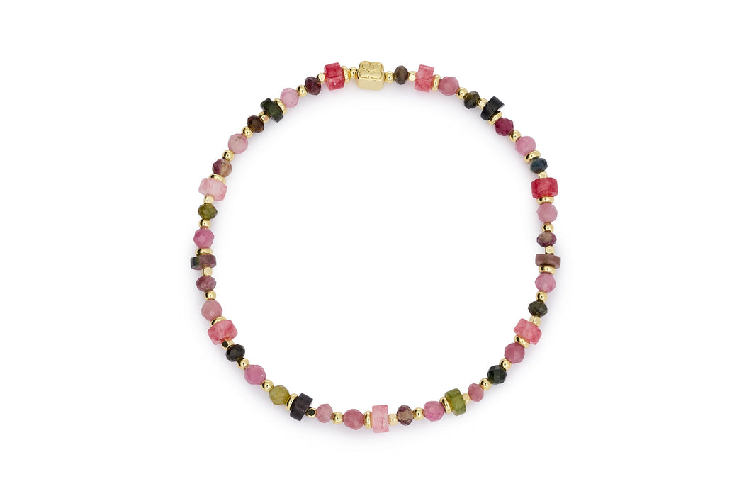 Beryl PVD Gold & Tourmaline Gemstone Bracelet