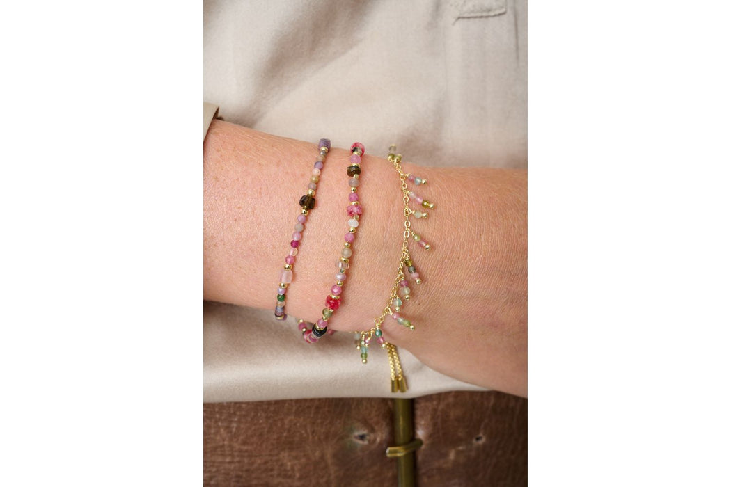 Beryl PVD Gold & Tourmaline Gemstone Bracelet