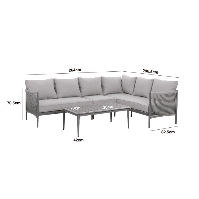 Havana Rope Weave Large Corner Sofa Set with Rectangular Coffee Table