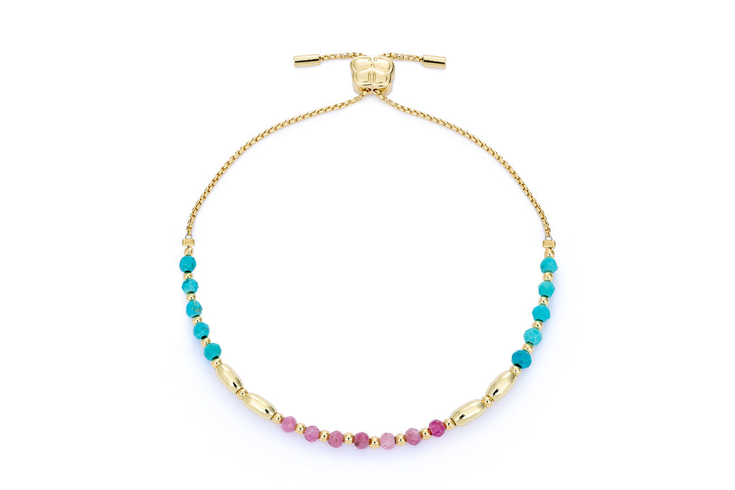 Bisbee Gold, Pink Tourmaline & Turquoise Bracelet