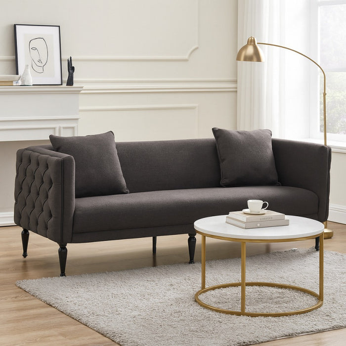 Black Buttoned 3 Seater Sofa