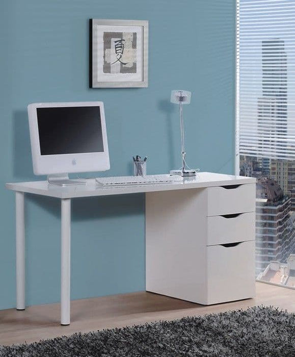 Artic White Desk With 3-Drawers