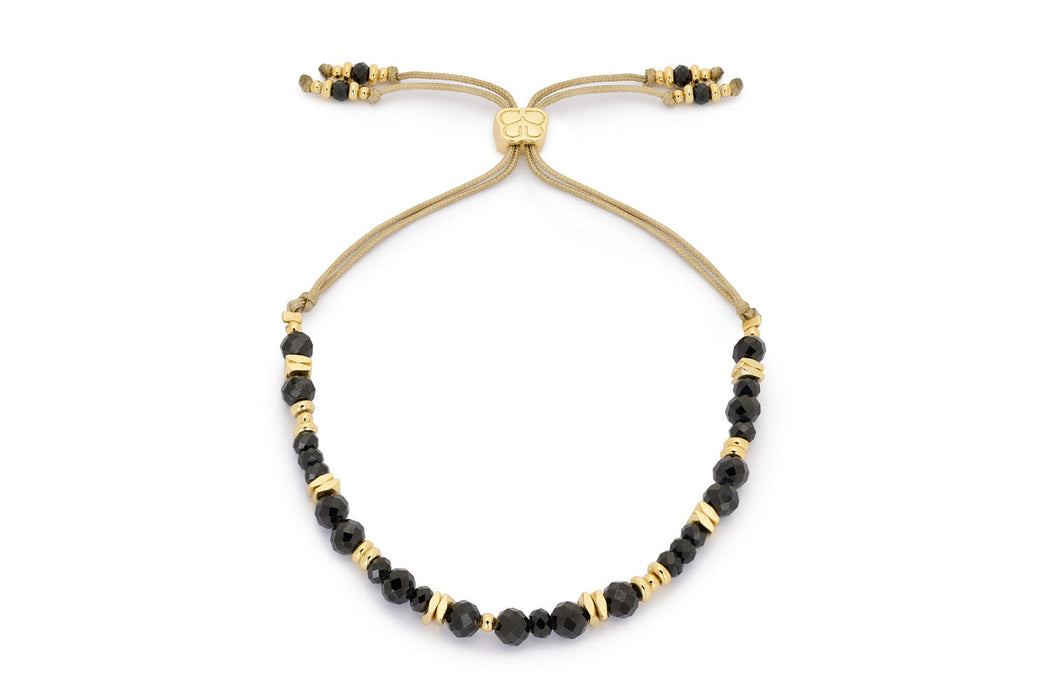 Moala Black Spinel Gold Stacking Bracelet
