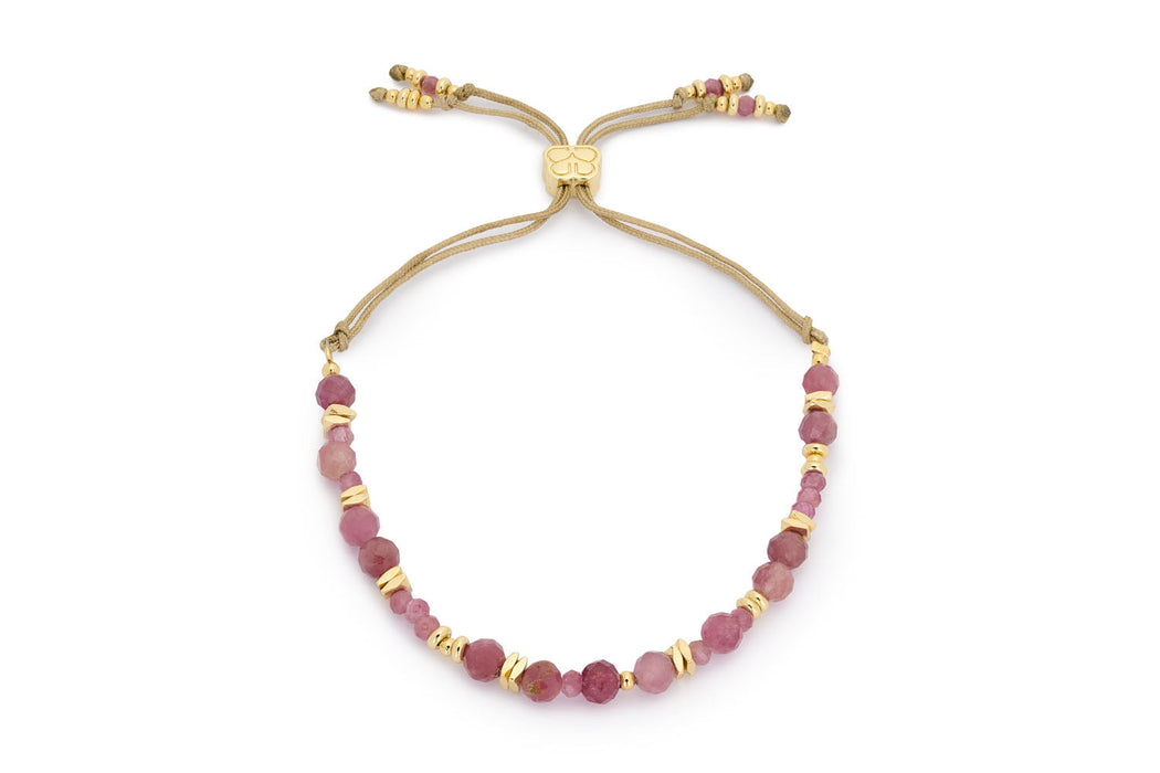 Moala Gold & Pink Tourmaline Beaded Bracelet Stack