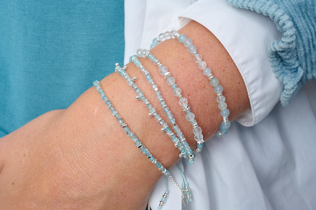 Bliss Silver & Blue Topaz Bead Slider Bracelet