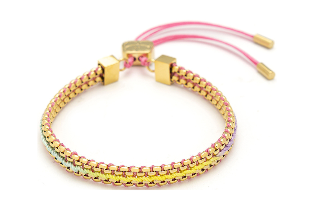 Bloom Rainbow Sorbet Gold Woven Friendship Bracelet