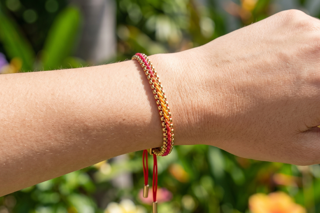 Bloom Tropical Gold Woven Friendship Bracelet