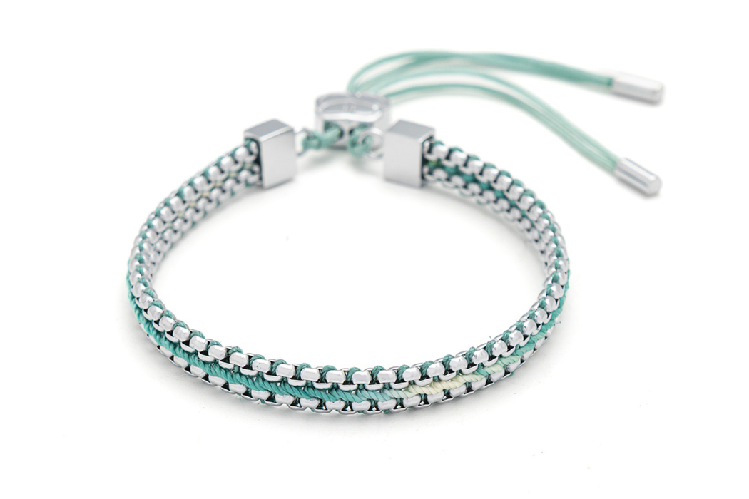 Bloom Turquoise Silver Braided Friendship Bracelet