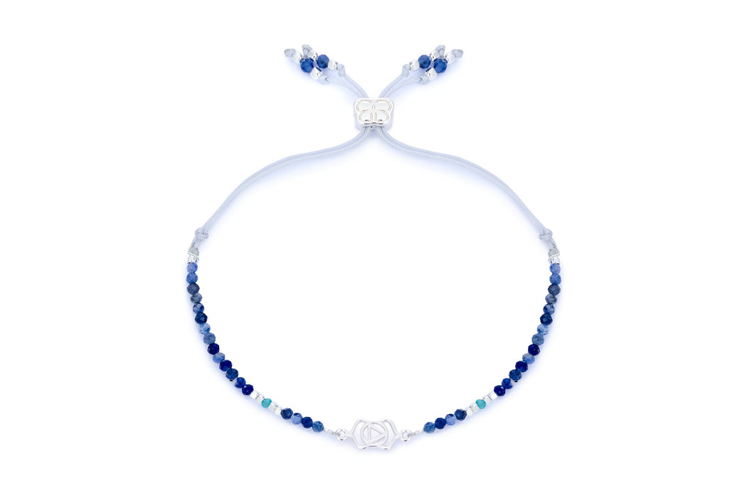 Blue Aventurine, Apatite & Silver Third Eye Chakra Bracelet