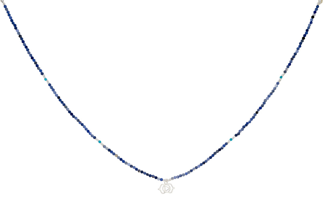 Blue Aventurine and Apatite Silver Third Eye Chakra Necklace