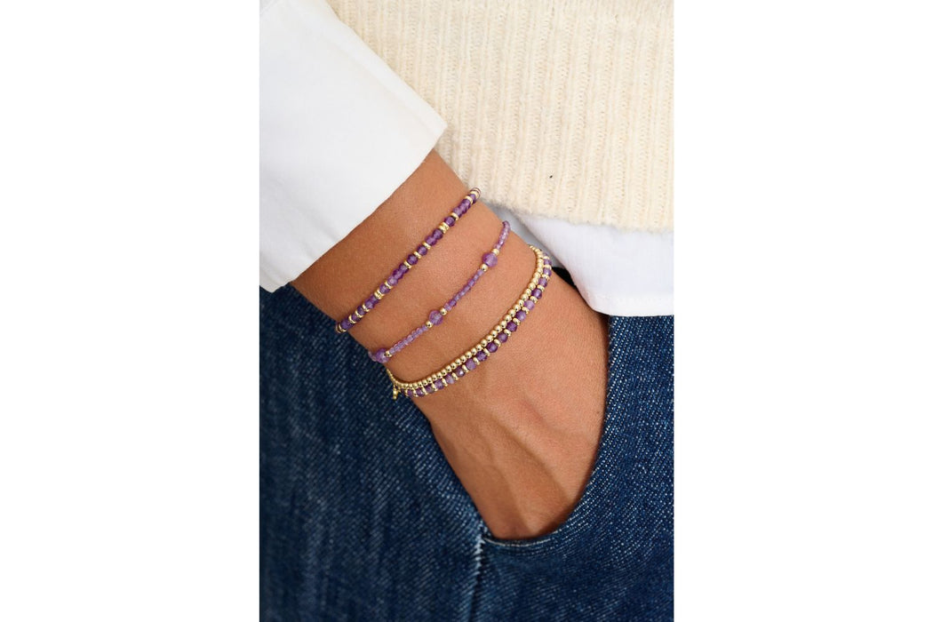 Bluebell Gold & Amethyst Stretch Bracelet