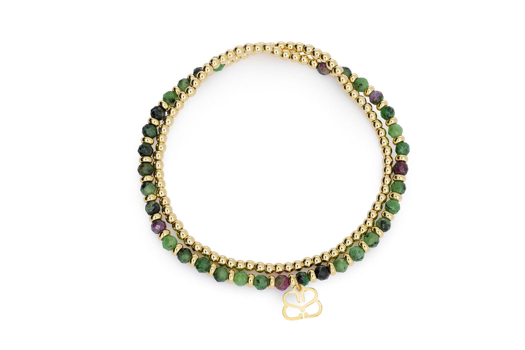 Matina Ruby Zoisite Gold & Green Bracelet Stack