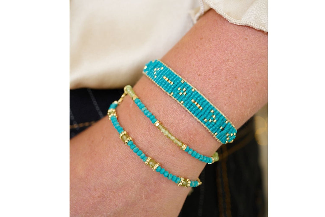 Spirea Gold Peridot & Turquoise Beaded Bracelet