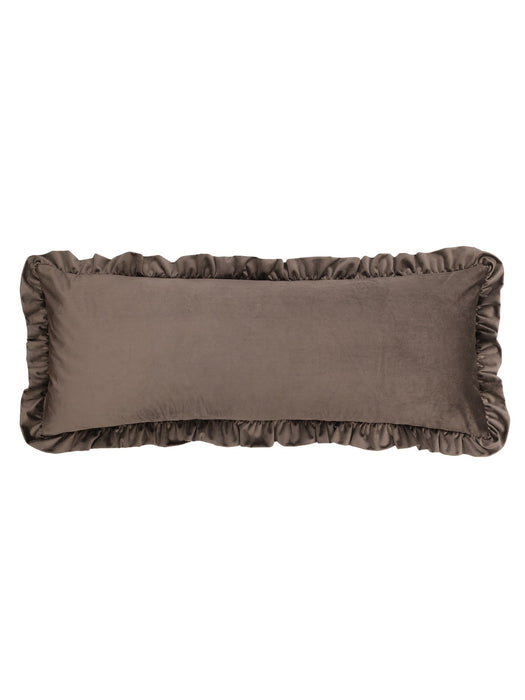 Ruffle Cushion in Brown Velvet - Bolster