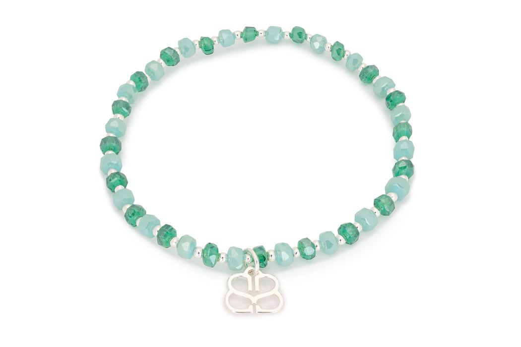 Prunus PVD Aqua & Silver Crystal Stretch Bracelet