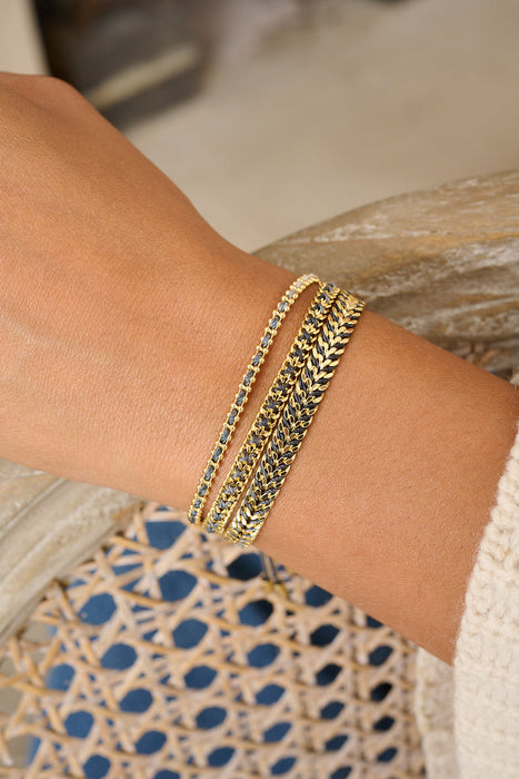 Braid Charcoal & Gold Woven Bracelet