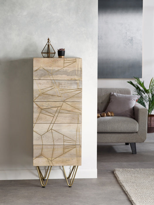 Light Gold Tall Chest Of Drawers