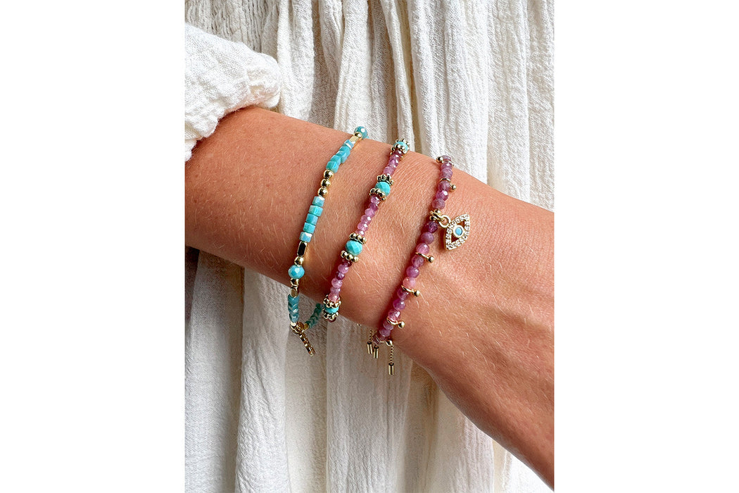 Brela Gold & Pink Tourmaline Charm Bracelet