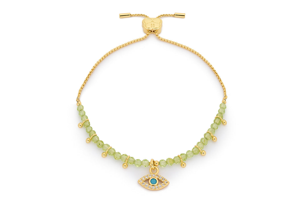 Brela Gold Peridot Bead Slider Bracelet