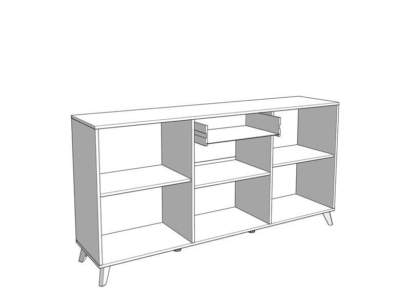 Slatted Artisan Oak Effect & White Gloss Sideboard
