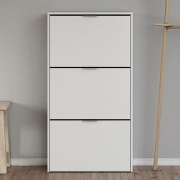Amos Mann Matt White 3 Drawer Shoe Cabinet