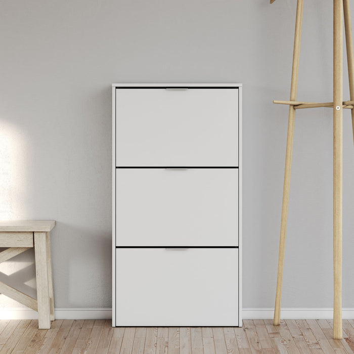Matt White 3-Drawer Shoe Cabinet