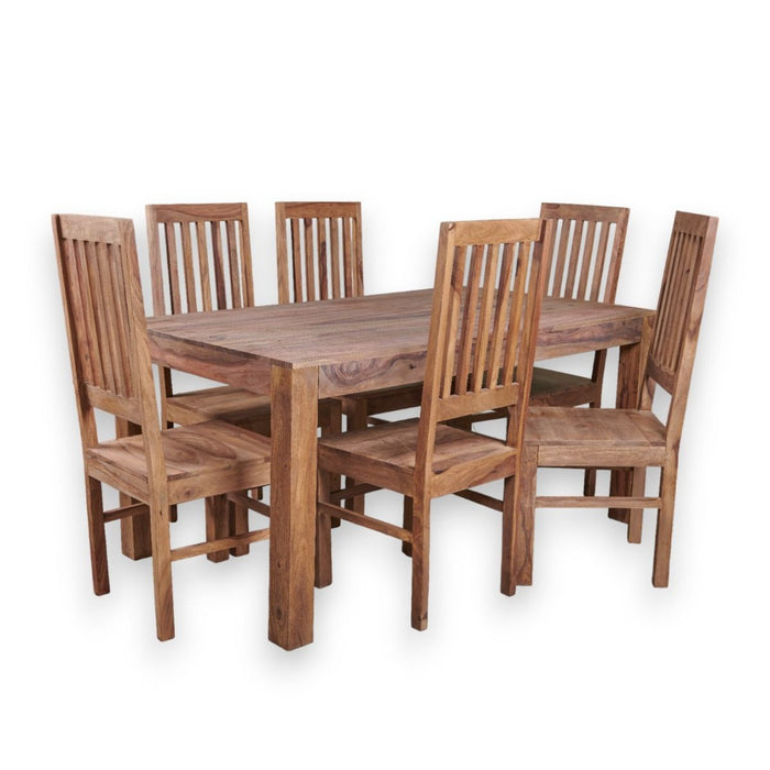 Cube Sheesham - Natural 180cm Dining Table & 6 Cube Chairs - Last One Remaining