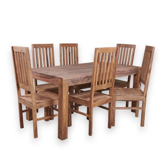 Acre & Artisan Cube Natural 180Cm Dining Table 4 Cube Chairs
