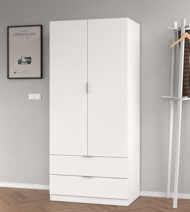 Cairo Artic White Compact 2 Door 2 Drawer Space Saving Wardrobe LCX222O