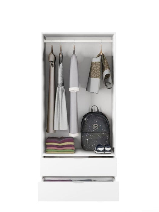 Cairo Artic White Compact 2 Door 2 Drawer Space Saving Wardrobe LCX222O